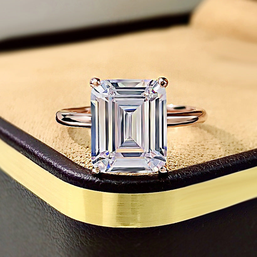 Emerald Cut Moissanite Ring