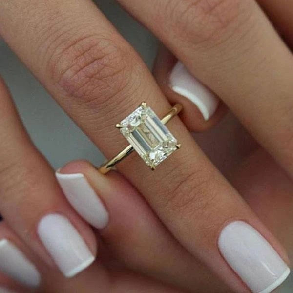 Emerald Cut Moissanite Ring