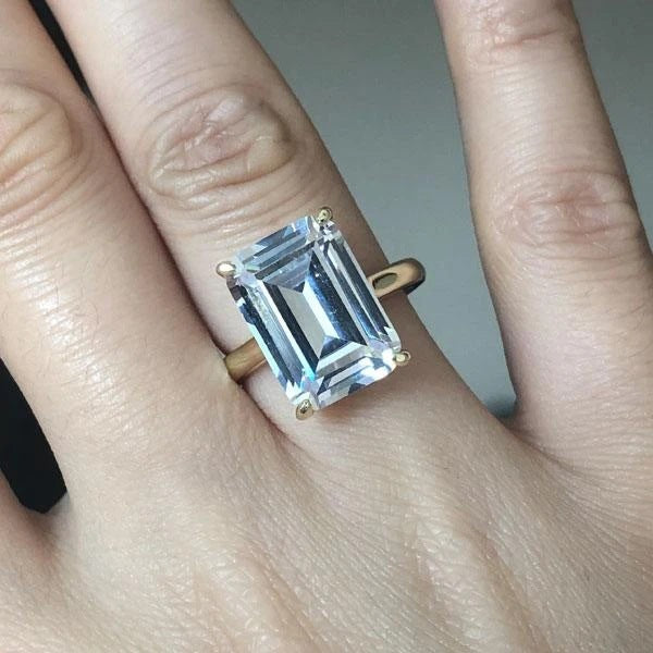 Emerald Cut Moissanite Ring