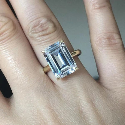 Emerald Cut Moissanite Ring