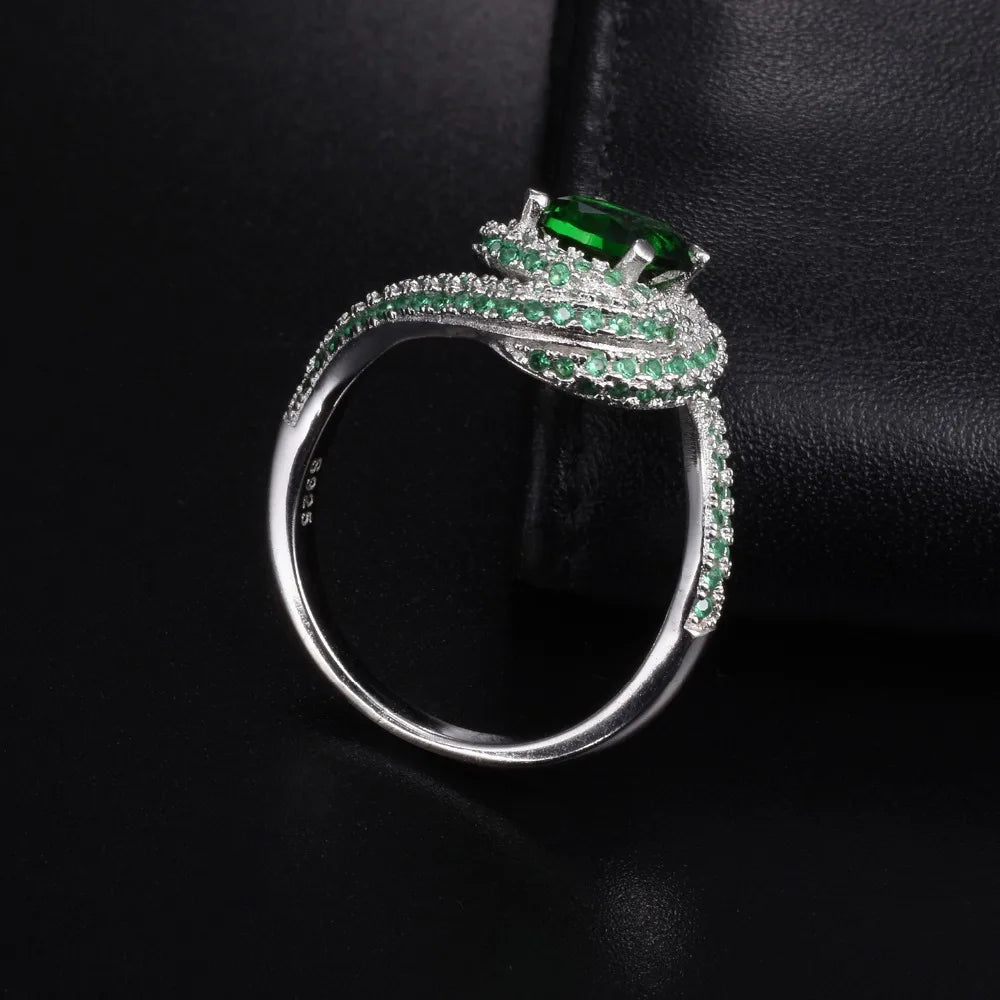 Sterling Silver Natural Green Moissanite Ring