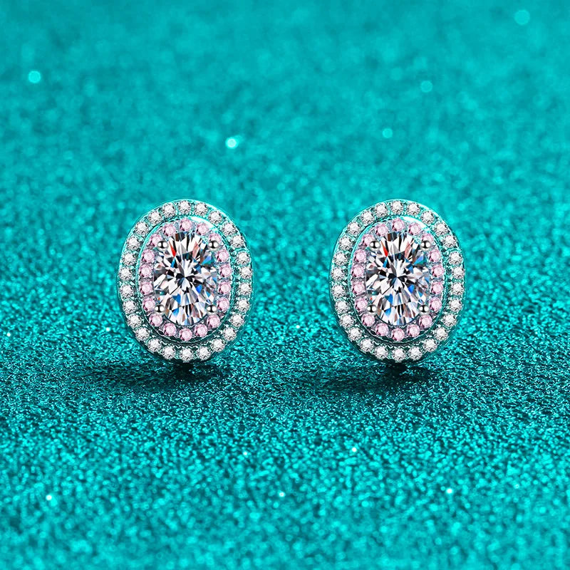 Oval Moissanite Stud Earrings