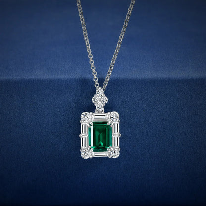 Emerald Cut Green Moissanite Pendant