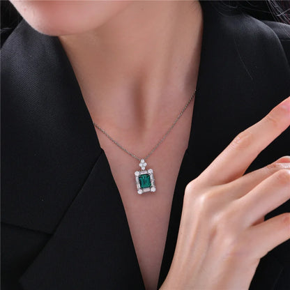 Emerald Cut Green Moissanite Pendant