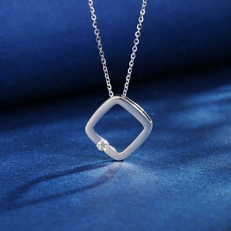 Square Moissanite Diamond Pendant Necklace