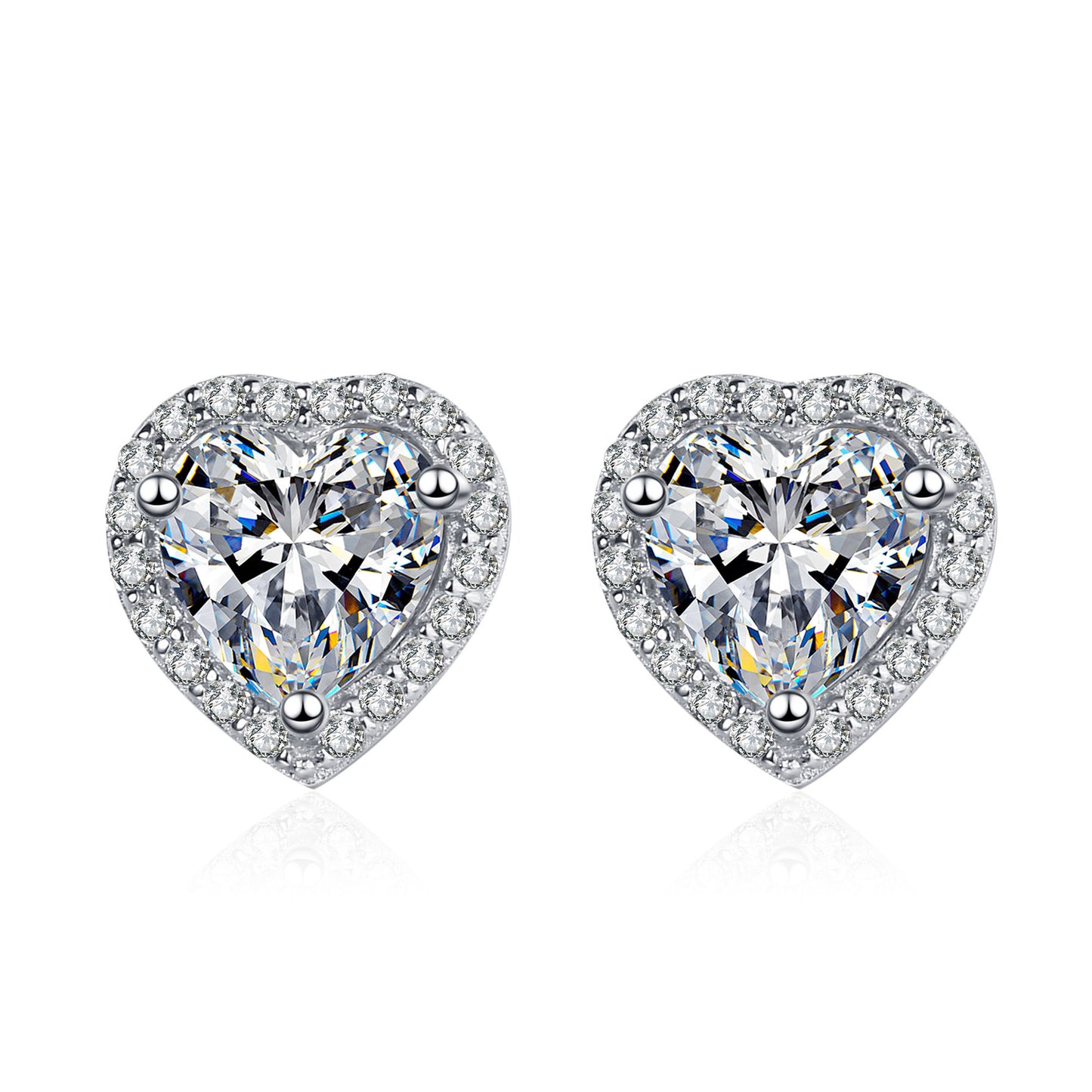 Moissanite Heart Stud Earrings