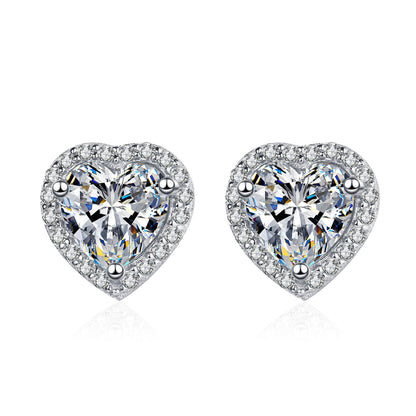 Moissanite Heart Stud Earrings