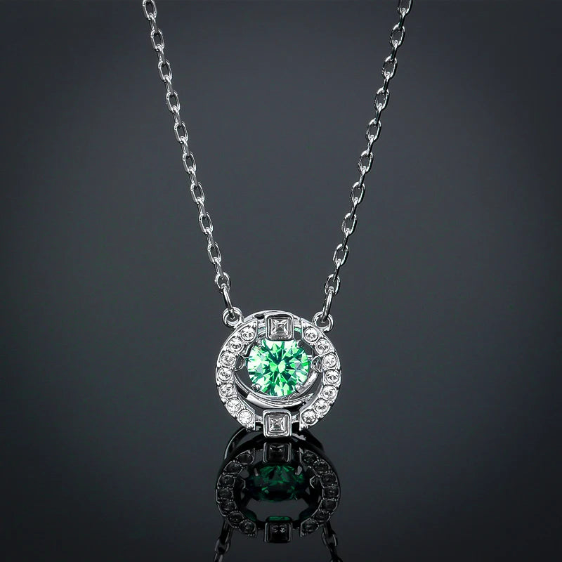 Round Cut Green Moissanite Pendant