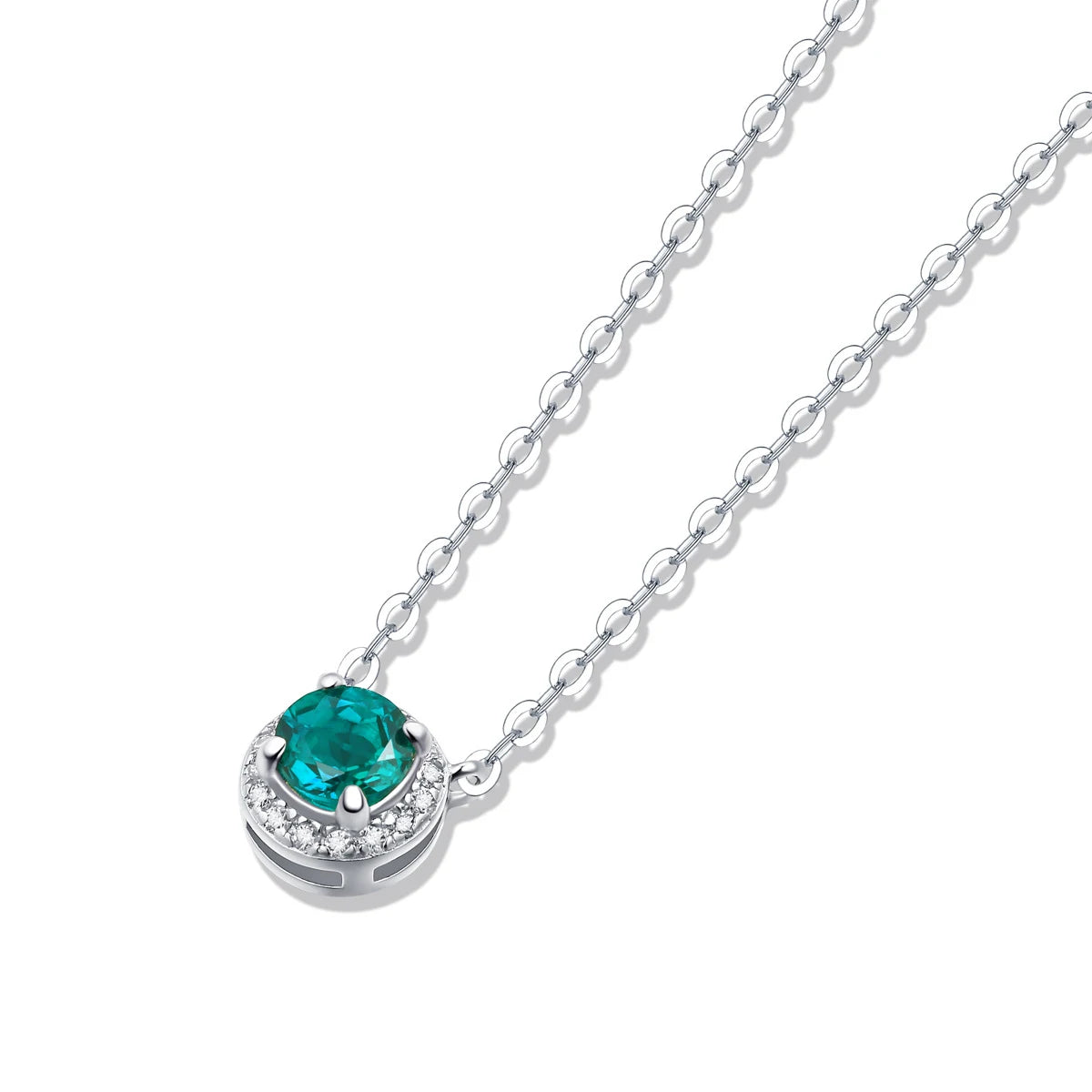 Round Cut Green Moissanite Pendant