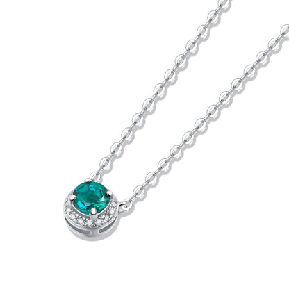 Round Cut Green Moissanite Pendant