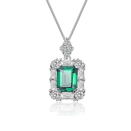 Emerald Cut Green Moissanite Pendant