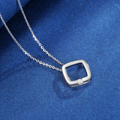 Square Moissanite Diamond Pendant Necklace