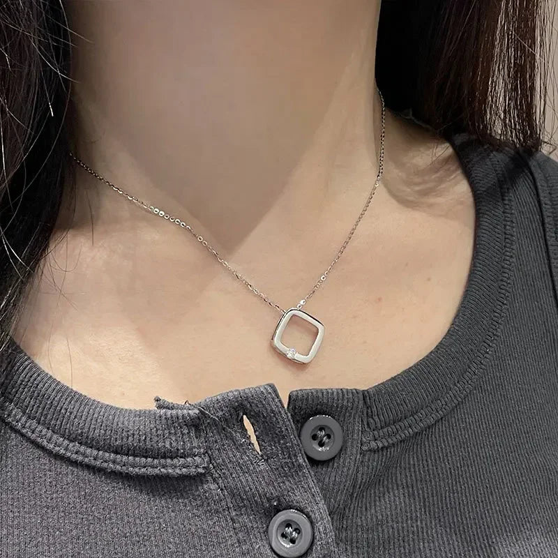 Square Moissanite Diamond Pendant Necklace