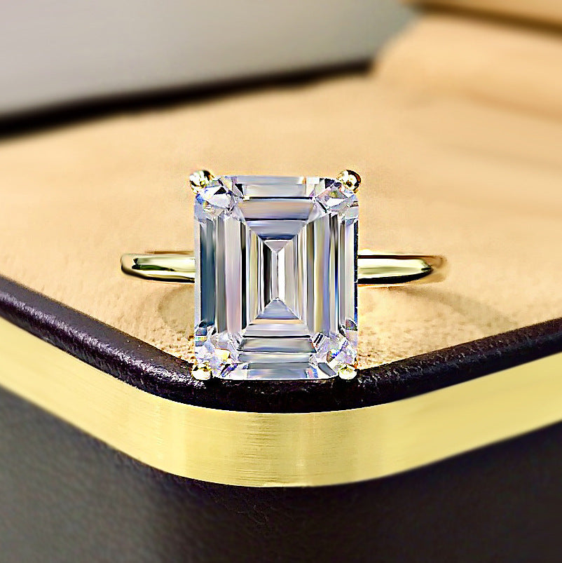 Emerald Cut Moissanite Ring